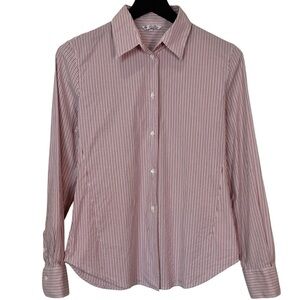 Loro Piana IT 44/US 8 Striped Button Up Shirt Cotton Blend Fitted Pink Red White